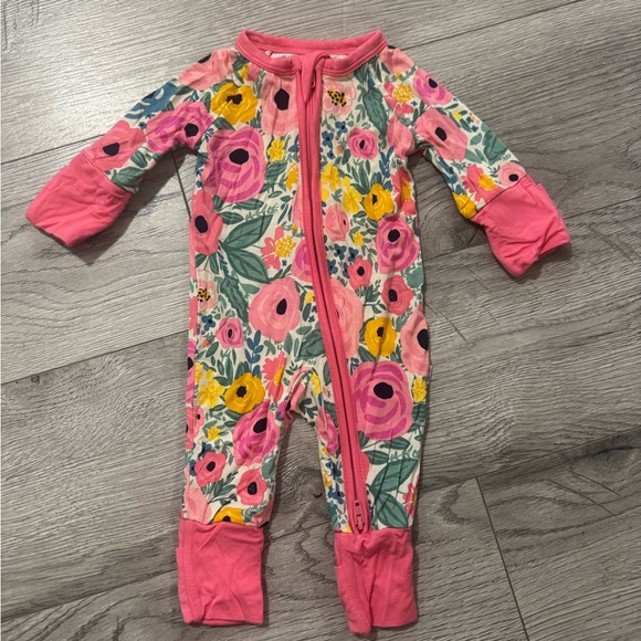 Little Sleepies Other - Little Sleepies Pink Floral Zip Footed One-Piece